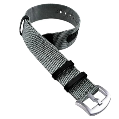 kongsou Uhrenarmband für Rolex, Canvas-Armband für Hamilton, Ersatzriemen, Nylon-Patch, Lederband für Omega(Gray-Round Buckle,20mm) von kongsou