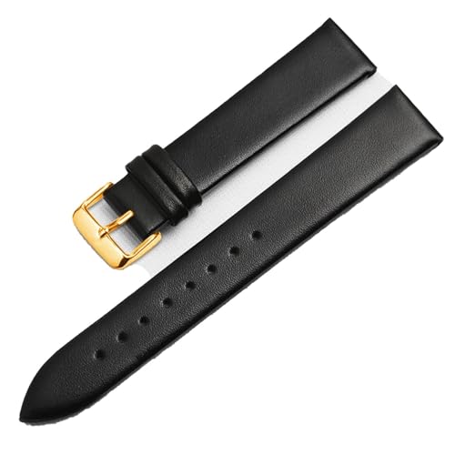 kongsou Ultradünnes Uhrenarmband für Herren und Damen, Leinwandbindung, Ersatzlederarmband für CK K2Y211/K2M23, Armband mit Dornschließe(Blackg,18mm) von kongsou
