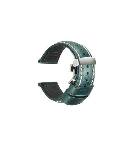 kongsou Vintage Rindsleder Uhrenarmband für Omega Leder Uhrenarmband mit Butterfly-Verschluss für Tudor(Blues1,19mm) von kongsou