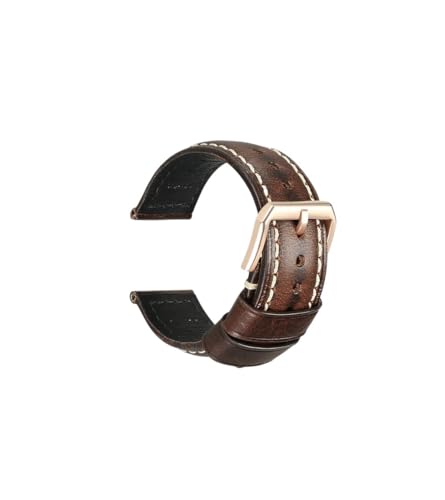 kongsou Vintage Rindsleder Uhrenarmband für Omega Leder Uhrenarmband mit Butterfly-Verschluss für Tudor(Dark brownr2,22mm) von kongsou