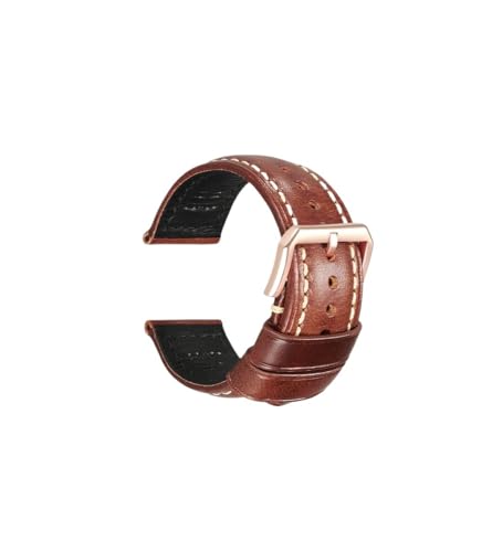 kongsou Vintage Rindsleder Uhrenarmband für Omega Leder Uhrenarmband mit Butterfly-Verschluss für Tudor(Light brownr2,21mm) von kongsou