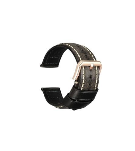kongsou Vintage Rindsleder Uhrenarmband für Omega Leder Uhrenarmband mit Butterfly-Verschluss für Tudor(Palm blackr2,22mm) von kongsou