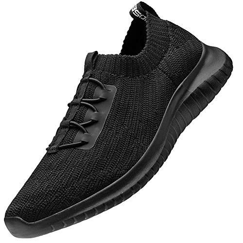 konhill Damen Sneaker Atmungsaktive Walkingschuhe - Slip On Weiche Bequeme Turnschuhe Leichtgewicht Sportschuhe EU 35 Schwarz von konhill