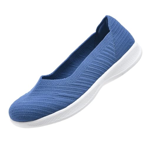 konhill Damen Loafers Bequeme Slip On Flache Ballerinas Schuhe Lässige Weich Walkingschuhe Weit EU 41 Himmelblau von konhill