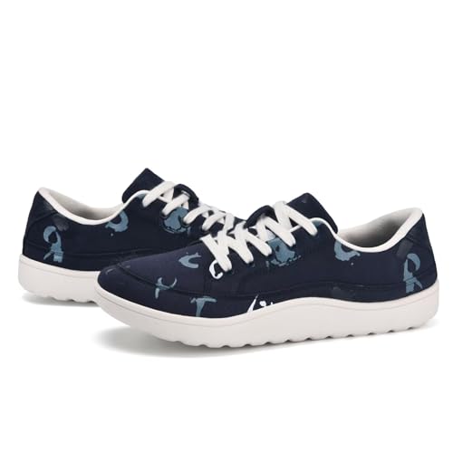 konhill Damen Bequeme Barfußschuhe mit Weitem Zehenbereich - Atmungsaktive Schnürsneaker für Walking und Alltag Tiefblau EU 40 von konhill