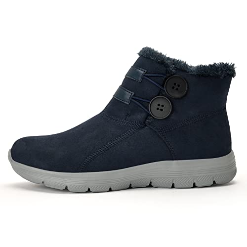 konhill Damen Button Classic Boot Warme Winterstiefel Schlupfstiefel EU 39 Navy blau von konhill