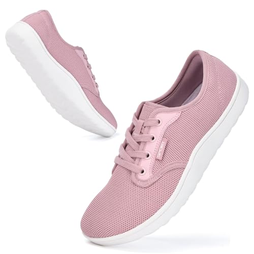 konhill Damen Barfußschuhe Sommer - Leichte Fitnessschuhe mit Atmungsaktiver Mesh, Bequeme Alltagsschuhe für Training & Freizeit Rosa EU 37.5 von konhill