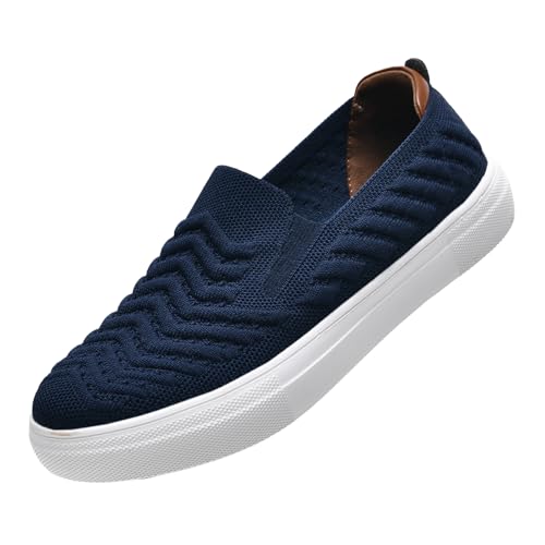 konhill Damen Slip On Sneaker atmungsaktiven Trainers Komfort Sportschuhe leichte Walking Schuhe Fitness Straßenlaufschuhe Marineblau EU 40 von konhill