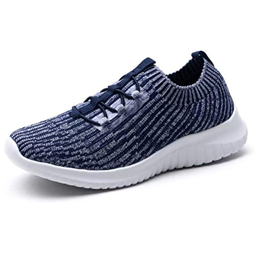 konhill Damen Sneaker Atmungsaktive Walkingschuhe - Slip On Weiche Bequeme Turnschuhe Leichtgewicht Sportschuhe EU 35 Navy blau von konhill