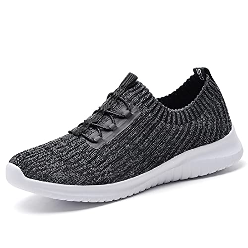 konhill Damen Sneakers Slip-on Walkingschuhe - Leichte Bequemen Sportschuhe Freizeitschuhe EU 36 Dunkelgrau von konhill