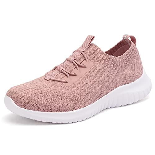 konhill Damen Sneakers Slip-on Walkingschuhe - Leichte Bequemen Sportschuhe Freizeitschuhe EU 37,5 Rosa von konhill