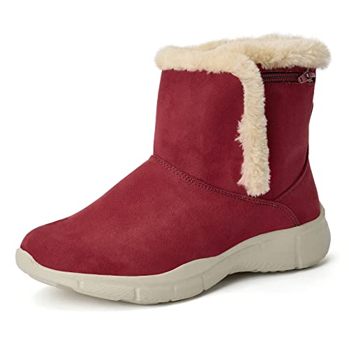 konhill Damen Winterstiefel Warme Schlupfstiefel Kurzschaft EU 42 Burgund von konhill