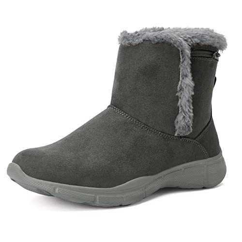 konhill Damen Winterstiefel Warme Schlupfstiefel Kurzschaft EU 42 Dunkelgrau von konhill