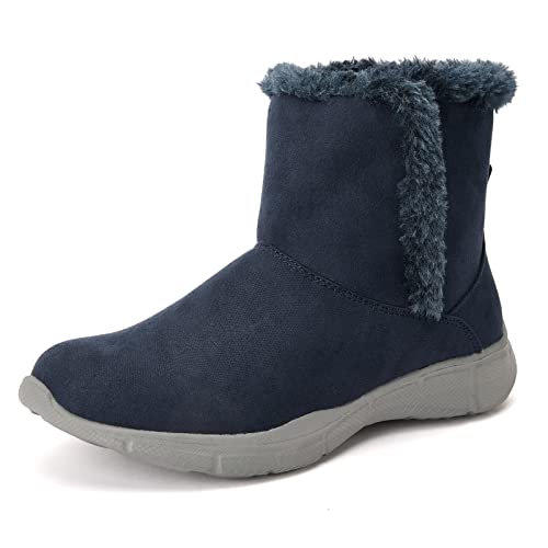 konhill Damen Winterstiefel Warme Schlupfstiefel Kurzschaft EU 42 Navy blau von konhill