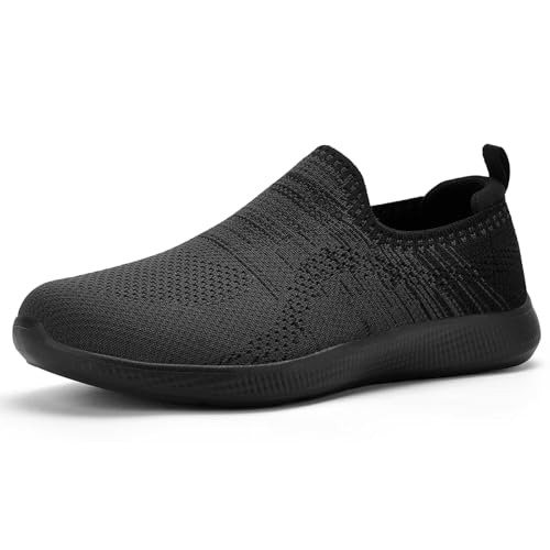 konhill Damen rutschfeste Barfuß-Hüttenschuhe als Leichte Sportschuhe - Schlupfdesign für Fitness Walking Training und Outdoor Dunkelgrau/Schwarz EU 39 von konhill