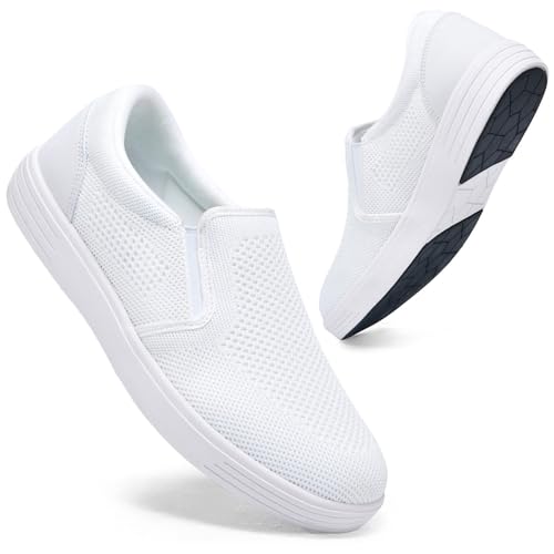 konhill Herren Mesh-Schlupfschuhe für Strand & Freizeit - Atmungsaktive Bootssneaker mit Leichtem Komfort Alle Weiß EU 43.5 von konhill