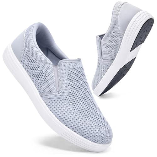 konhill Herren Mesh-Schlupfschuhe für Strand & Freizeit - Atmungsaktive Bootssneaker mit Leichtem Komfort Grau EU 44 von konhill