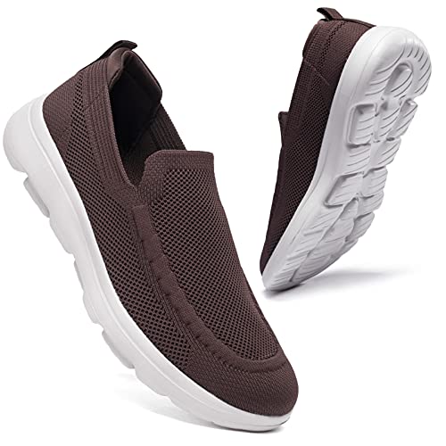 konhill Herren Slip-On Sneaker Leicht & Atmungsaktiv - Mesh Sportschuhe für Fitness, Tennis und Freizeit EU 40 Braun von konhill