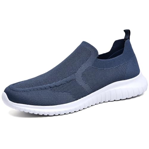 konhill Herren Slip On Sneaker - Leichtgewicht Bequeme Tennis Atmungsaktive Mesh Schuhe EU 43 Navy blau von konhill