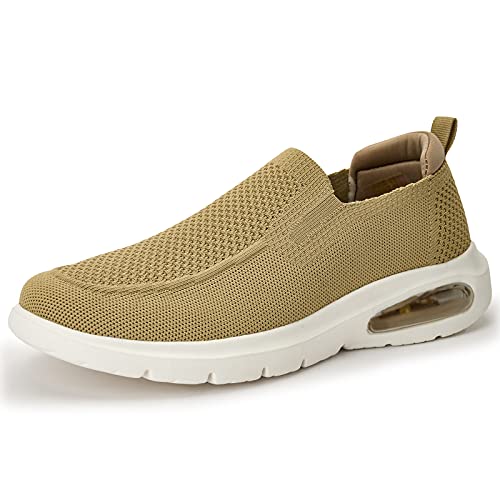 konhill Herren Sneakers Slip-on Schuhe - Atmungsaktive Weiche Tennisschuhe Turnschuhe Leichtgewicht Mesh Sneaker EU 41 Khaki von konhill