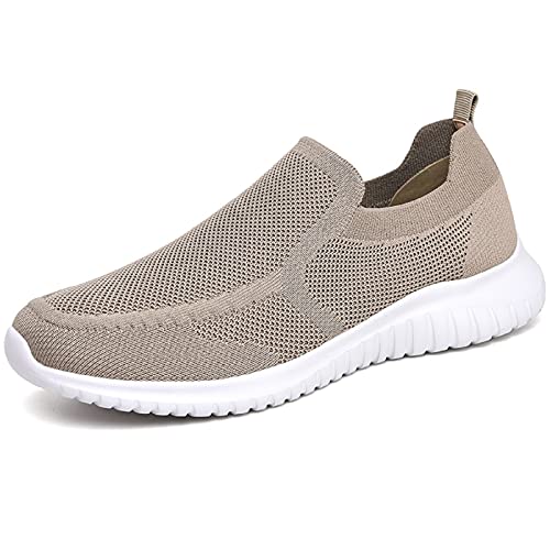 konhill Herren Slip On Sneaker - Leichtgewicht Bequeme Tennis Atmungsaktive Mesh Schuhe EU 40 Khaki von konhill