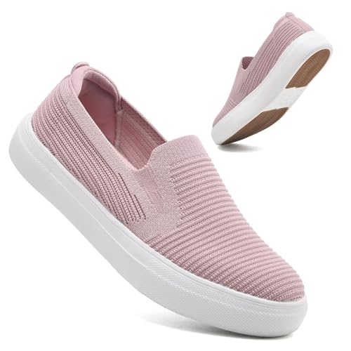 konhill Loafers für Frauen Slip auf Walking Schuhe Stricken Atmungsaktiv Tennis Arbeit Komfortable Fashion Trainers Sneakers Da gab's noch Rosa EU 38 von konhill