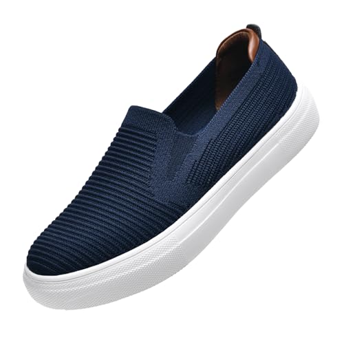konhill Sportschuhe Damen Slip On Sneaker atmungsaktiven Walking Schuhe Komfort leichte Fitness Turnschuhe Marineblau EU 37 von konhill