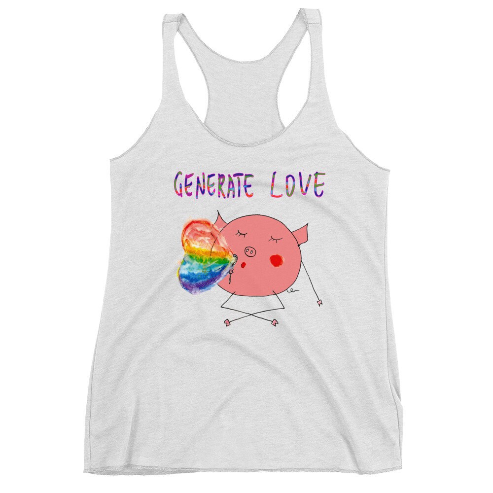 Generate Love Racerback Tank Regenbogen-Schwein-Grafik, Ausgefallene Rohe Nähte Generate Love Racerback Tank Regenbogen-Schwein-Grafik, Ausgefallene Rohe Nähte von kononalinka
