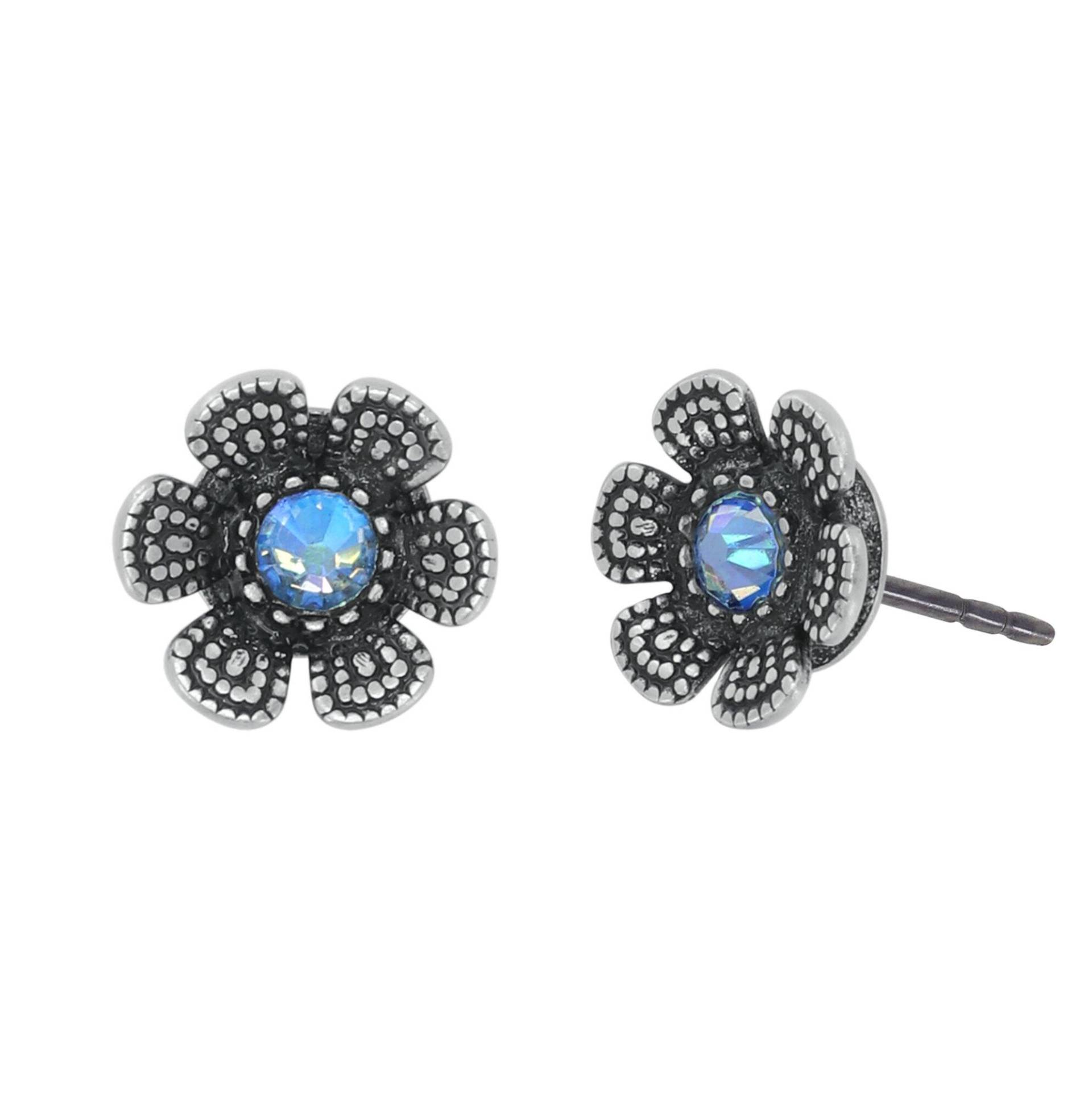 konplott - Ohrstecker - Love, Shine and Flowers silver/blau von konplott