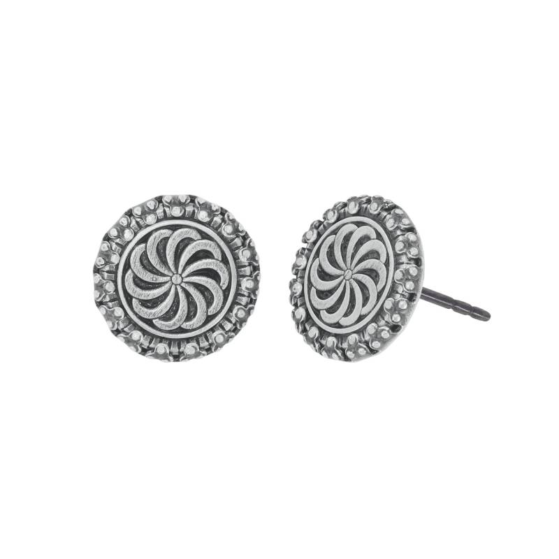 konplott - Ohrstecker - Medallion Glam grau/silver von konplott