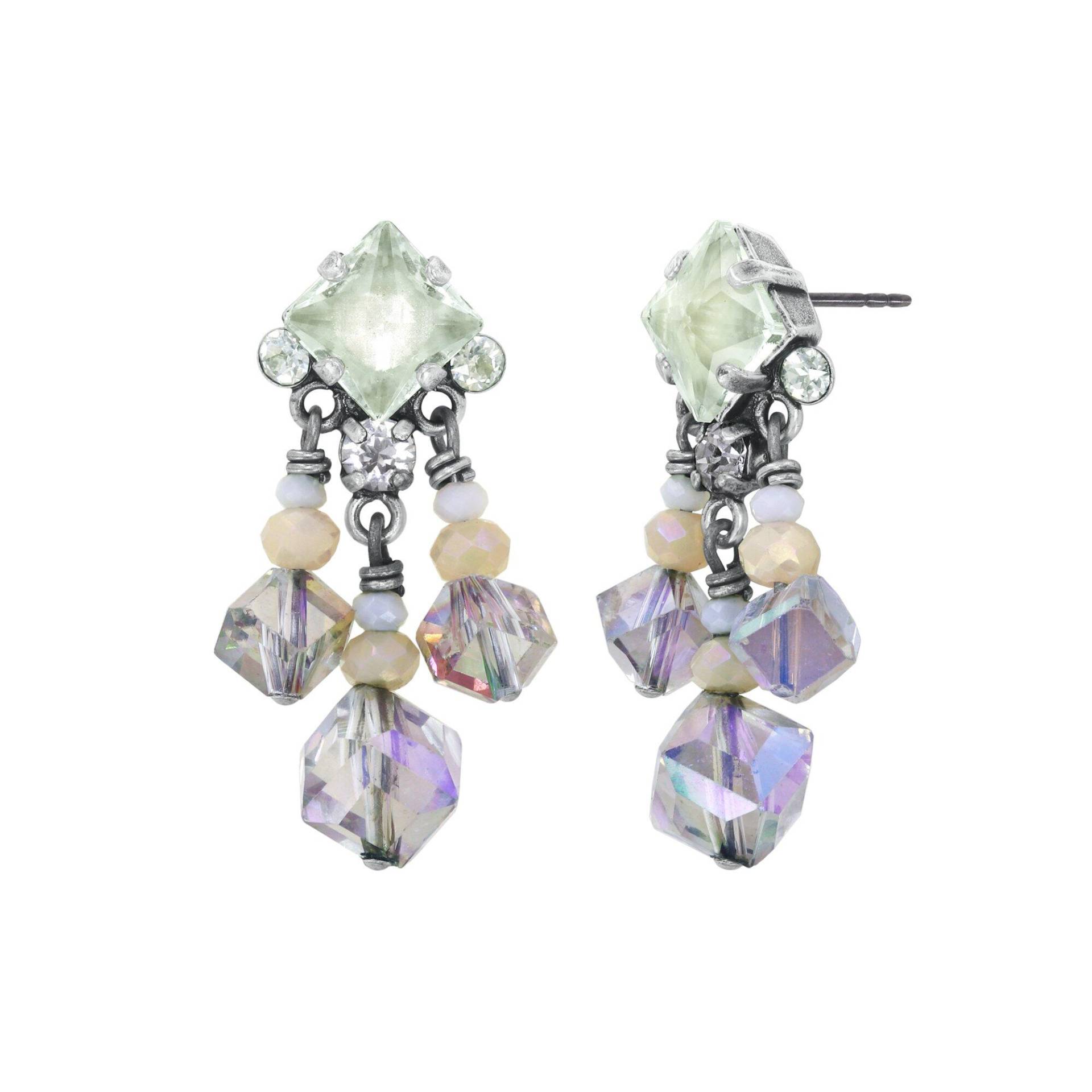 konplott - Ohrstecker baumelnd - Indian Summer beige/gelb/lila von konplott