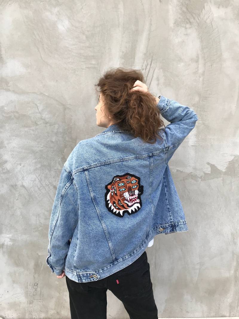 Tiger Handstickerei Patch, Sweatshirt, Hoodies, Teppich Gestickter Auf Jeansjacke von kontoorstitch