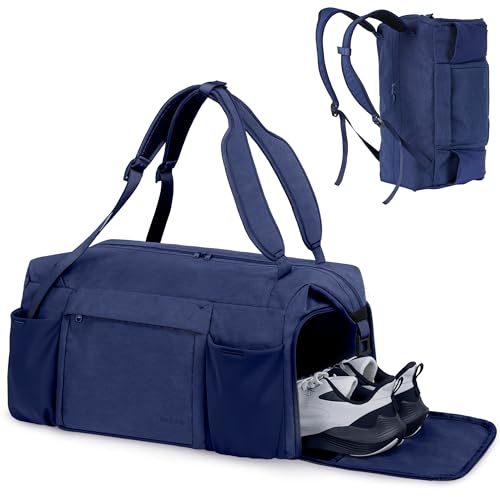 kookoomia Sporttasche Reisetasche Herren Damen 45L Sporttaschen Rucksack mit Schuhfach Nassfach Wasserdicht Gym Bag Sport Tasche Trainingstasche Fitness für Sport Reisen Schwimme Weekender- Dunkelblau von kookoomia