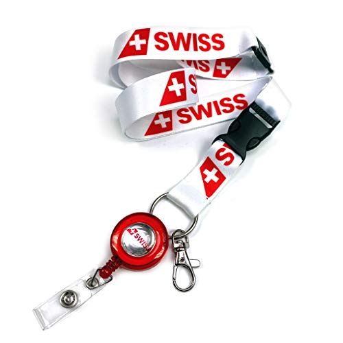 koolkrew Swiss Airlines Farbstoff-Sublimations-Schlüsselband-Set mit Namensschildhalter von koolkrew