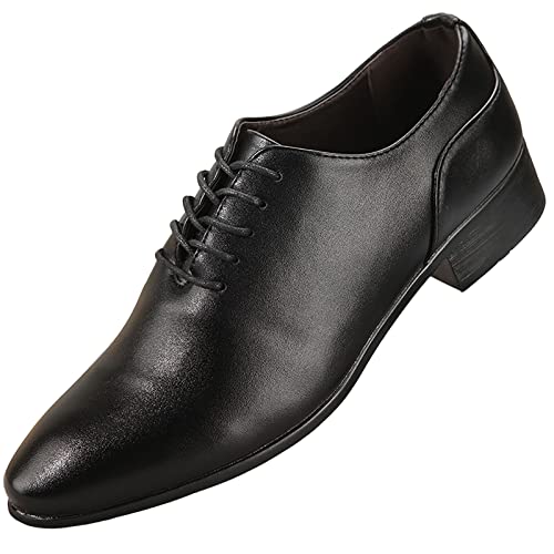 Schuhe 40 Herren und Sommer koreanische Ausgabe einfarbige Spitze Business-Lederschuhe zum Schnüren Schuhe Gelb Herren (Black, 42) von koperras