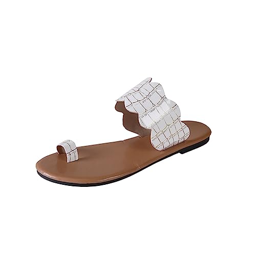 koperras 720 Damen Schuhe hohle lässige Hausschuhe, flache Schuhe, Retro-Sandalen Schwarze Schuhe Damen Business (White, 38) von koperras