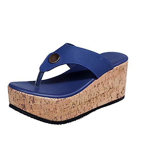 koperras Damen Schuhe Sommer Sandaletten Freizeit beiläufige Frauen Hausschuhe Keil Outdoor-Frauen-Hausschuh Rutschfeste Schuhe Damen Schwarz (Blue, 37) von koperras
