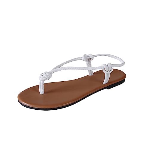 koperras Damenschuhe 405 hohle lässige Hausschuhe, flache Schuhe, Retro-Sandalen Trendsession Damen Schuhe (White, 37) von koperras