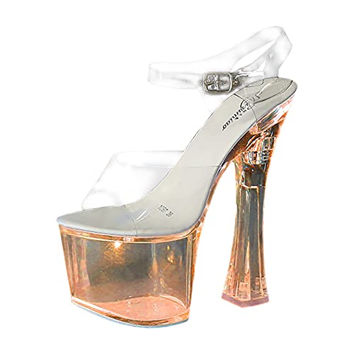 koperras Damenschuhe Silber 40 Dance Plattform Modell zeigen sexy transparente High Heels Bankett Frauen große Mode Sandalen Damen Schuhe 39 Schwarz (Yellow, 37) von koperras