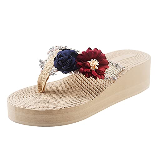 koperras Italienische Schuhe Damen Strand atmungsaktive Schuhe Sandalen Slip Fashion-Damenpantoffel Schnellverschluss Schuhe Damen (Blue, 39) von koperras