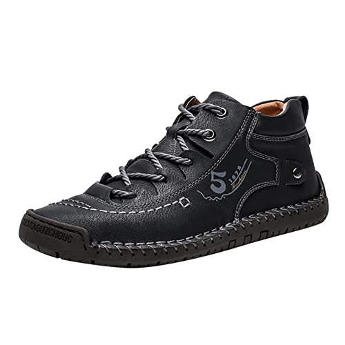 koperras Jack Herren Schuhe Sommer Lederschuhe flach weicher Boden bequem Mid Top Lace Up Casual Herren Schuhe 44 Sneaker Schwarz (Black, 48) von koperras