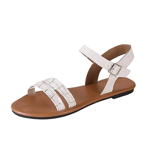 koperras Schuhe Damen Mit Absatz lässige Hausschuhe, flache Schuhe, Retro-Sandalen Damen Elegant Abend Schuhe Pumps (White, 37) von koperras