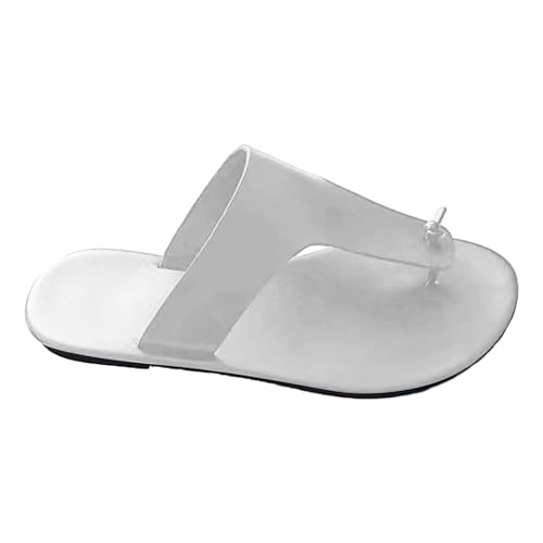 koperras Schuhe Damen Winterschuhe Clip-Zehe, lässige flache -Klassiker-Hausschuhe, offene Zehen-Slip-Absatz-Sandalen Bunte Schuhe Damen Boots (White, 40) von koperras