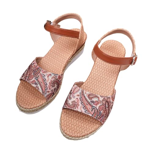 koperras Walking Schuhe Damen Gürtelschnalle, geneigter Boden, römische Schuhe, Sommermode, Damensandalen Festliche Schuhe Damen Flach (Pink, 39) von koperras