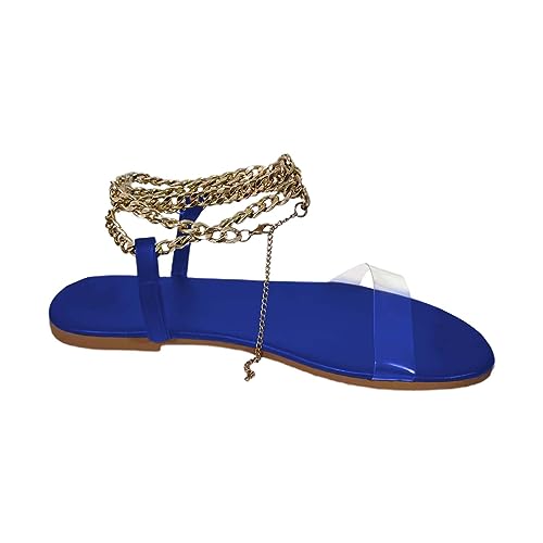 koperras e Schuhe Damen hohle lässige Hausschuhe, flache Schuhe, Retro-Sandalen Damen Schuhe Mit Absatz Pumps (Blue, 37) von koperras