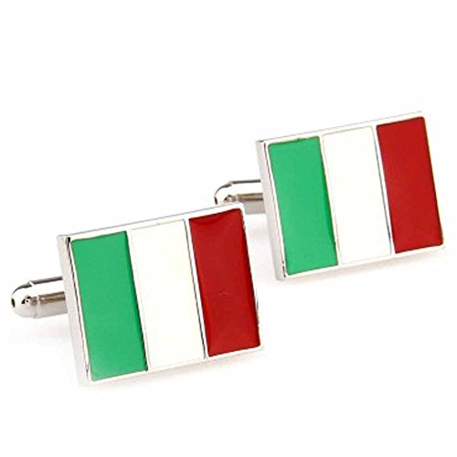 korpikus® ' Italienische Flagge 'Themed Il Tricolore Edelstahl-Manschettenknöpfe Im Freier Geschenk-Beutel von korpikus
