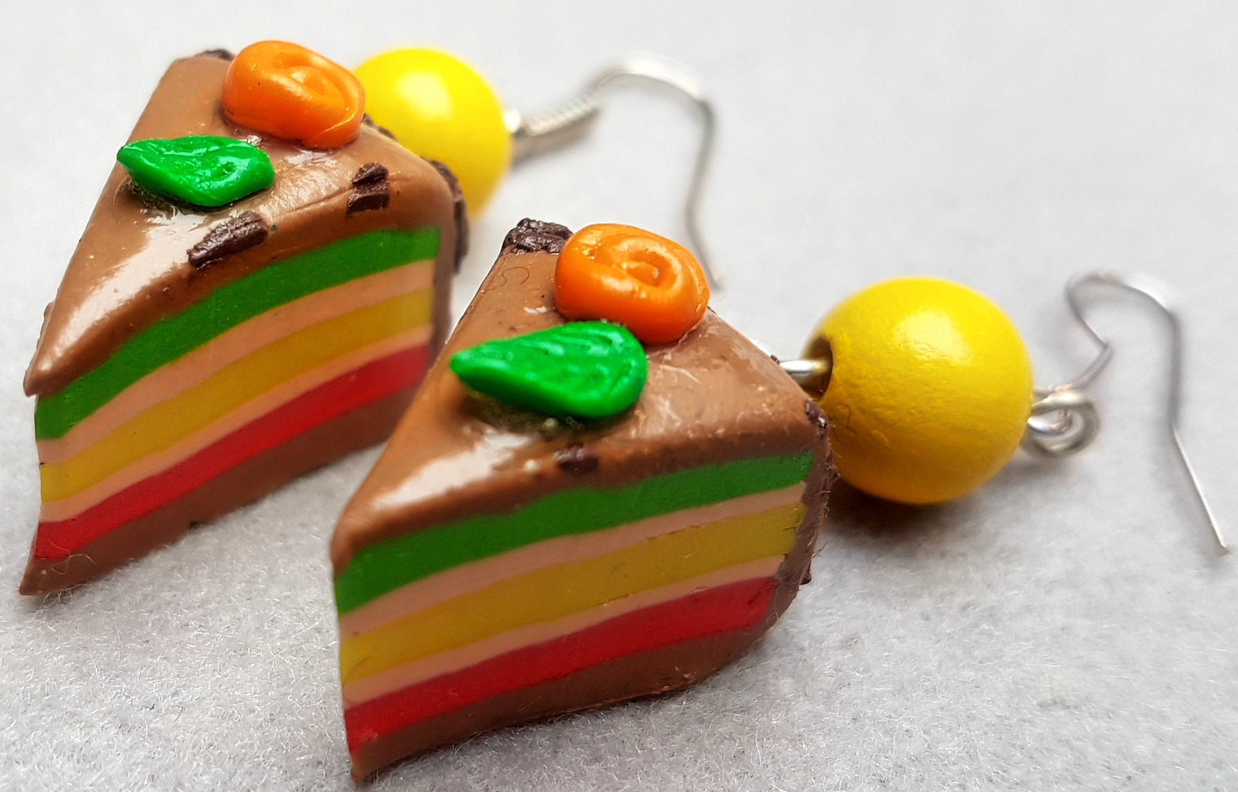 Kuchen Ohrringe Caramel Lemon - Polymer Clay Kuchen Ohrringe Caramel Lemon - Polymer Clay von korutarinat