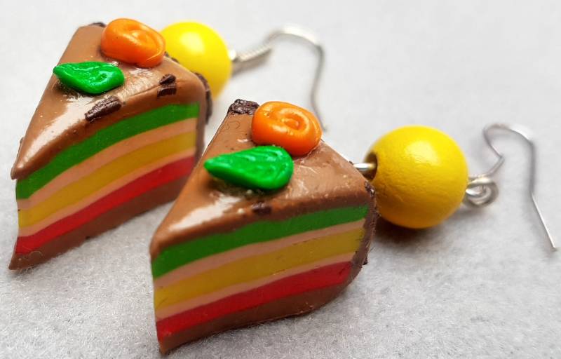 Kuchen Ohrringe Caramel Lemon - Polymer Clay Kuchen Ohrringe Caramel Lemon - Polymer Clay von korutarinat