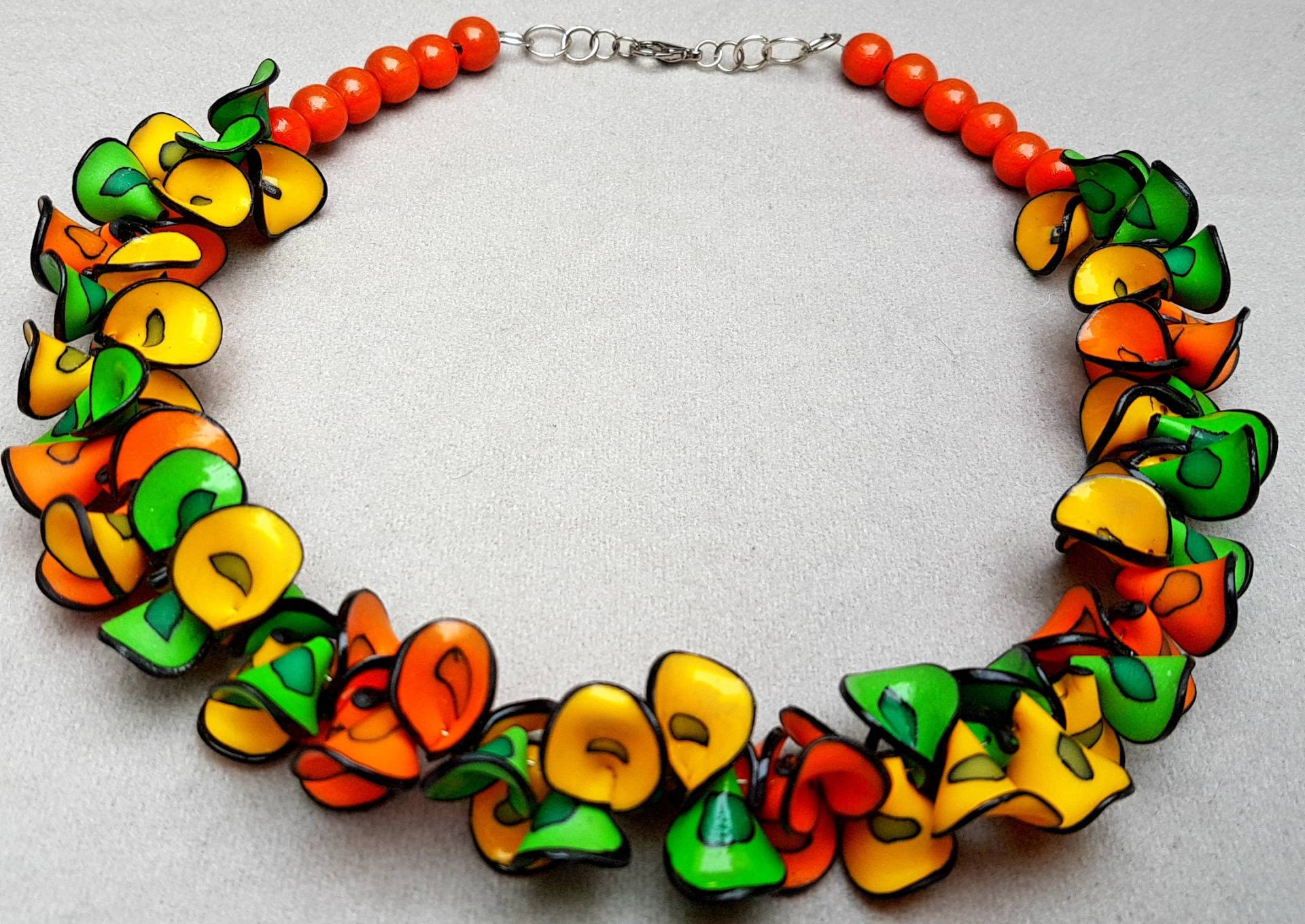 statement Halskette Happy - Handgemachter Schmuck Polymer Clay Leichte Blatt Blütenblatt Geschenk Für Sie Orchidee statement Halskette Happy - Handgemachter Schmuck Polymer Clay Leichte Blatt Blütenblatt Geschenk Für Sie Orchidee von korutarinat