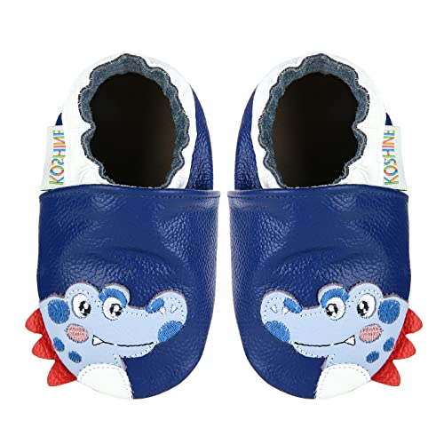 koshine Weiches Leder Krabbelschuhe Baby Schuhe Kinder Lauflernschuhe Hausschuhe 0-3 Jahre (Dinosaurier, Numeric_20) von koshine